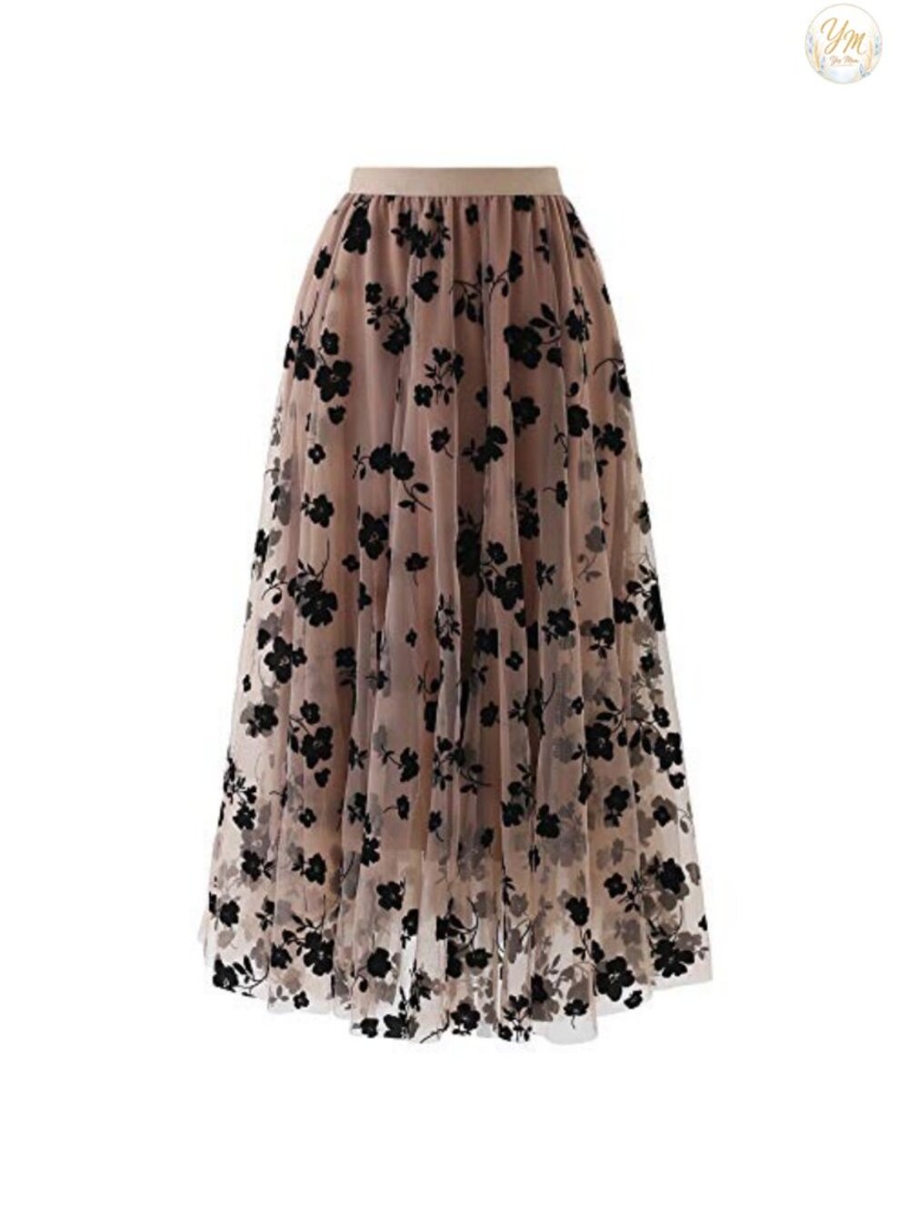 Women's 3D Posy Double-Layered Mesh Midi Skirt Wedding Party